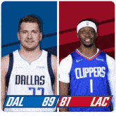 two basketball players from dallas and clippers are shown