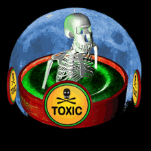 toxic skeleton skull and crossbones skeleton in bath bathing skeleton