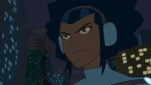 a cartoon character is holding two blue balls in her hands