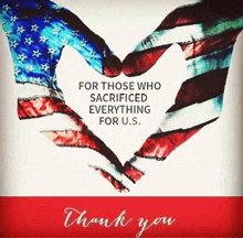 a picture of hands making a heart shape with an american flag on it