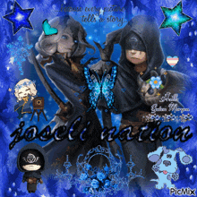 a picture of a man and a woman with a blue background and the words joseli nation