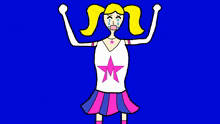 a cartoon drawing of a girl with a pink star on her chest