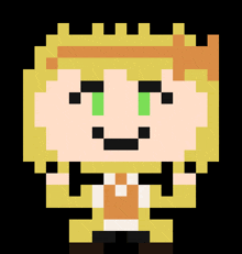 a pixel art drawing of a girl with yellow hair