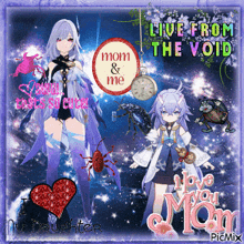 a picture of a girl with the words live from the void at the top