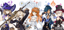 a group of anime characters with genshin impact written on the top