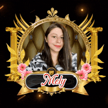 a portrait of a woman with the name mely on it