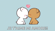 a couple of bears kissing with the words je t'aime mi amore