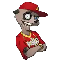 a cartoon meerkat wearing a red shirt that says koko on it