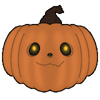a cartoon drawing of a pumpkin with a surprised expression on its face