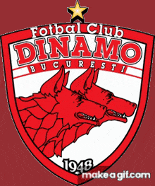 a red and white logo for fotbal club dinamo bucuresti from 1948