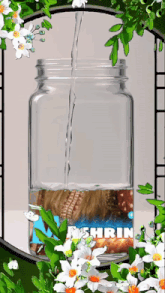 a picture of a mason jar with the word shrin on it