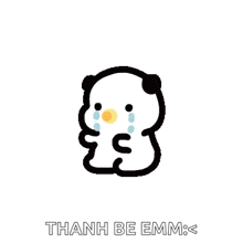 a panda bear is crying with tears coming out of its eyes and the words `` thank be emm '' written below it .