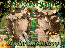 a greeting card that says " i love you frodolaine in love "