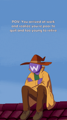 a cartoon of a wizard with a w on his face