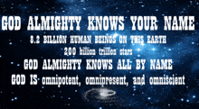 a poster that says god almighty knows your name on it