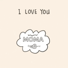 a cartoon of a star on a cloud with the words i love you moma