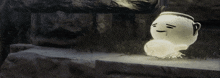 a cartoon character with a sad face is sitting on the ground