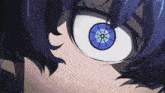 a close up of a person 's eyes with a target in the middle