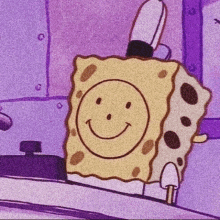 a spongebob squarepants cartoon with a smiley face on his face .