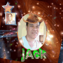 a picture of a man in a cowboy hat and the name jack
