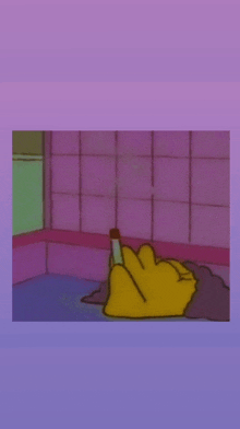 a cartoon character is laying on the floor holding a cigarette