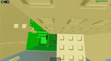a screenshot of a video game with a green triangle in the background