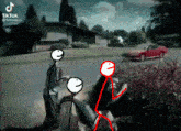 a tiktok video of stick figures and a car