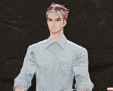a 3d rendering of a man wearing sunglasses and a blue shirt