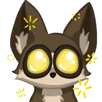 a cartoon drawing of a cat with glowing eyes