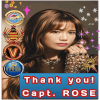 a picture of a woman with the words thank you capt rose on the bottom
