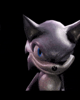 a close up of a sonic the hedgehog with blue eyes