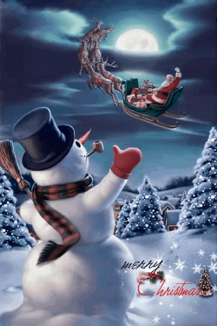 merry christmas snowman animated