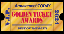 a gold ticket that says amusement today on it