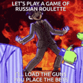 a cartoon of a man in a suit says let 's play a game