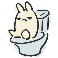 a cartoon drawing of a bunny sitting in a toilet