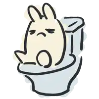 a cartoon drawing of a bunny sitting in a toilet
