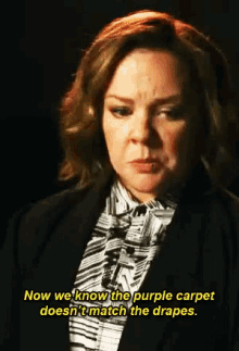Melissa Mccarthy Happytime Murders GIF - Melissa Mccarthy Happytime Murders Now We Know The Purple Carpet Doesnt Match The Drapes GIFs