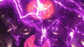 a purple lightning bolt is coming out of a purple object .