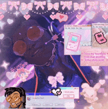 a computer screen shows a message that says " i love you "