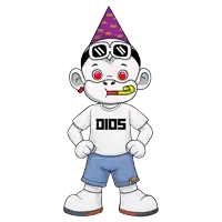 a cartoon character wearing a dios shirt and shorts