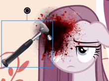 a hammer is stuck in a pony 's head