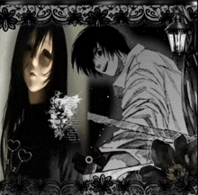 a black and white photo of a man and woman