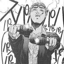 a black and white drawing of a man in a suit holding a microphone .