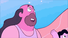 a cartoon character with a beard and long hair is crying .