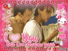 a picture of two men with the words you but live chosen yaoi on the bottom