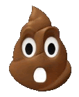 a close up of a poop emoji with a surprised look on its face .