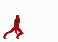 a silhouette of deadpool is dancing in front of the word it .