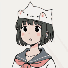 bongo cat bonk cat hat hit head anime girl