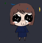 a cartoon drawing of a girl with big eyes