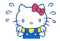 a hello kitty cartoon with a red bow on her head